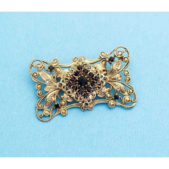 Vintage Golden Floral Bed Brooch - N5 - Picture 1 of 2